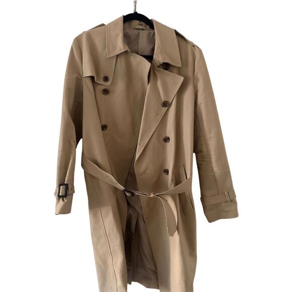 ASOS Mens Beige Belted Classic Double Breasted Trench Overcoat Size Medium - Picture 1 of 5